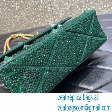 VALENTINO MEDIUM ROMAN STUD THE SHOULDER BAG WITH CHAIN AND SPARKLING EMBROIDERY green 2022