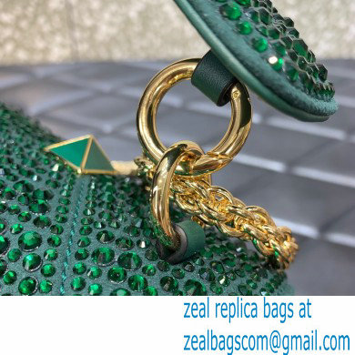 VALENTINO MEDIUM ROMAN STUD THE SHOULDER BAG WITH CHAIN AND SPARKLING EMBROIDERY green 2022
