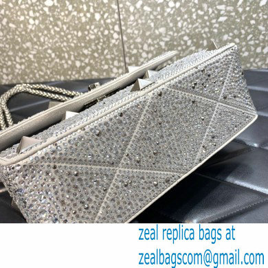 VALENTINO MEDIUM ROMAN STUD THE SHOULDER BAG WITH CHAIN AND SPARKLING EMBROIDERY silver 2022