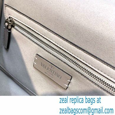 VALENTINO MEDIUM ROMAN STUD THE SHOULDER BAG WITH CHAIN AND SPARKLING EMBROIDERY silver 2022