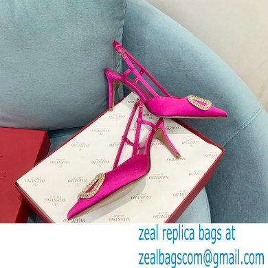 VALENTINO VLOGO SIGNATURE SATIN SLINGBACK PUMPS 80MM ROSE VIOLET 2022