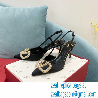 VALENTINO VLOGO SIGNATURE SATIN SLINGBACK PUMPS 80MM black 2022