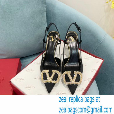 VALENTINO VLOGO SIGNATURE SATIN SLINGBACK PUMPS 80MM black 2022