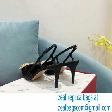 VALENTINO VLOGO SIGNATURE SATIN SLINGBACK PUMPS 80MM black 2022