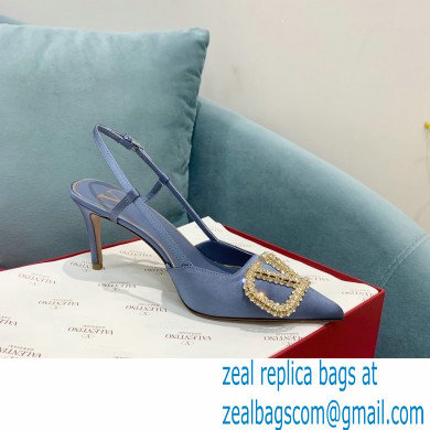 VALENTINO VLOGO SIGNATURE SATIN SLINGBACK PUMPS 80MM blue 2022