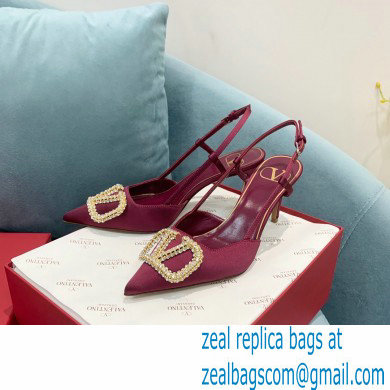 VALENTINO VLOGO SIGNATURE SATIN SLINGBACK PUMPS 80MM burgundy 2022