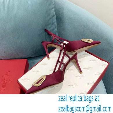 VALENTINO VLOGO SIGNATURE SATIN SLINGBACK PUMPS 80MM burgundy 2022