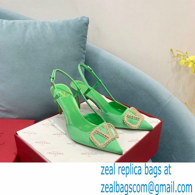 VALENTINO VLOGO SIGNATURE SATIN SLINGBACK PUMPS 80MM green 2022