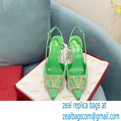 VALENTINO VLOGO SIGNATURE SATIN SLINGBACK PUMPS 80MM green 2022