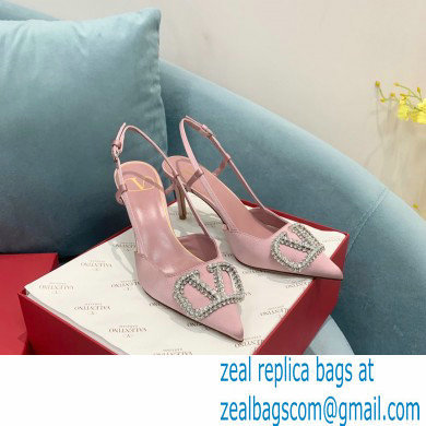 VALENTINO VLOGO SIGNATURE SATIN SLINGBACK PUMPS 80MM pink 2022