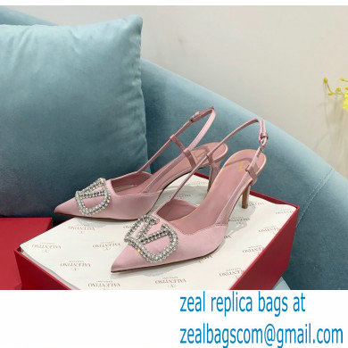 VALENTINO VLOGO SIGNATURE SATIN SLINGBACK PUMPS 80MM pink 2022