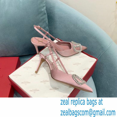 VALENTINO VLOGO SIGNATURE SATIN SLINGBACK PUMPS 80MM pink 2022