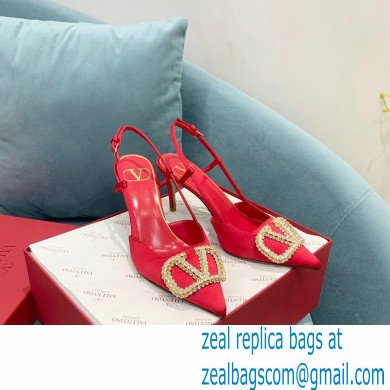 VALENTINO VLOGO SIGNATURE SATIN SLINGBACK PUMPS 80MM red 2022