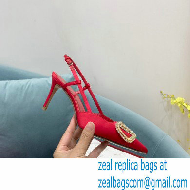 VALENTINO VLOGO SIGNATURE SATIN SLINGBACK PUMPS 80MM red 2022