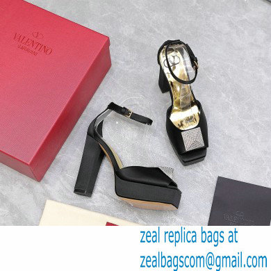 Valentino Heel 13cm platform 3.5cm ONE STUD open-toe Pumps in Satin Black 2022