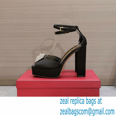 Valentino Heel 13cm platform 3.5cm ONE STUD open-toe Pumps in Satin Black 2022