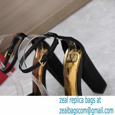 Valentino Heel 13cm platform 3.5cm ONE STUD open-toe Pumps in Satin Black 2022