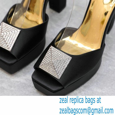 Valentino Heel 13cm platform 3.5cm ONE STUD open-toe Pumps in Satin Black 2022