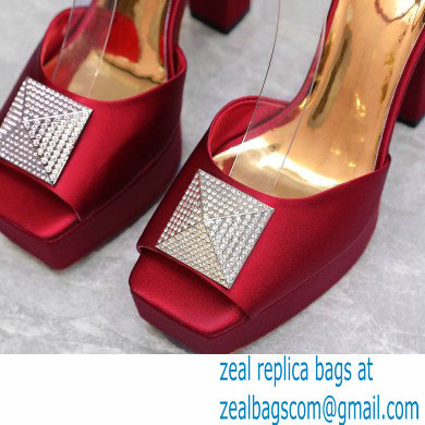 Valentino Heel 13cm platform 3.5cm ONE STUD open-toe Pumps in Satin Dark Red 2022