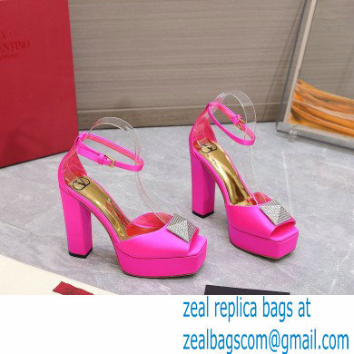 Valentino Heel 13cm platform 3.5cm ONE STUD open-toe Pumps in Satin Fuchsia 2022