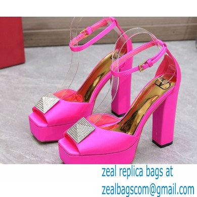 Valentino Heel 13cm platform 3.5cm ONE STUD open-toe Pumps in Satin Fuchsia 2022