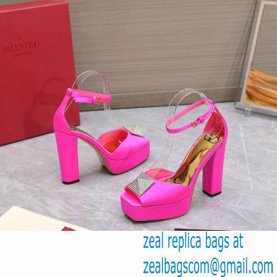 Valentino Heel 13cm platform 3.5cm ONE STUD open-toe Pumps in Satin Fuchsia 2022