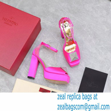 Valentino Heel 13cm platform 3.5cm ONE STUD open-toe Pumps in Satin Fuchsia 2022