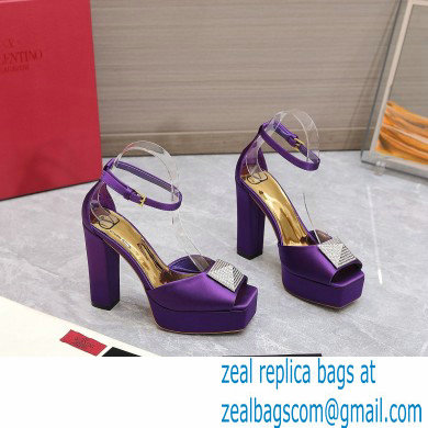 Valentino Heel 13cm platform 3.5cm ONE STUD open-toe Pumps in Satin Purple 2022