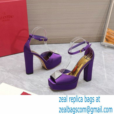 Valentino Heel 13cm platform 3.5cm ONE STUD open-toe Pumps in Satin Purple 2022