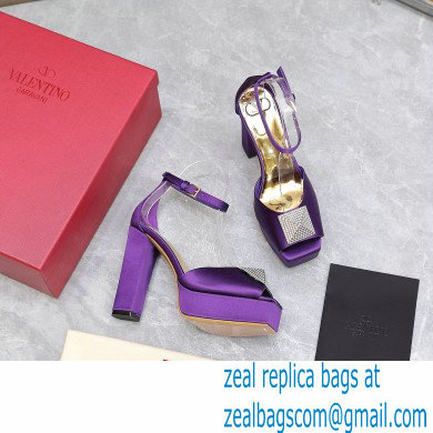 Valentino Heel 13cm platform 3.5cm ONE STUD open-toe Pumps in Satin Purple 2022