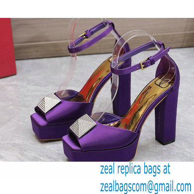 Valentino Heel 13cm platform 3.5cm ONE STUD open-toe Pumps in Satin Purple 2022