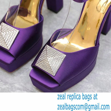 Valentino Heel 13cm platform 3.5cm ONE STUD open-toe Pumps in Satin Purple 2022