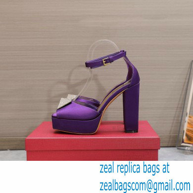 Valentino Heel 13cm platform 3.5cm ONE STUD open-toe Pumps in Satin Purple 2022