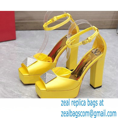 Valentino Heel 13cm platform 3.5cm ONE STUD open-toe Pumps in Satin Yellow 2022