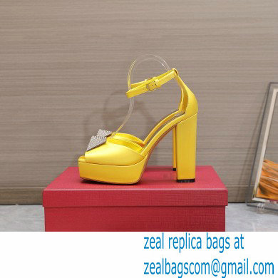 Valentino Heel 13cm platform 3.5cm ONE STUD open-toe Pumps in Satin Yellow 2022