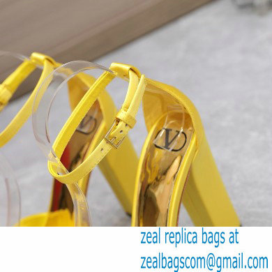 Valentino Heel 13cm platform 3.5cm ONE STUD open-toe Pumps in Satin Yellow 2022