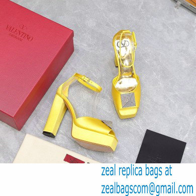 Valentino Heel 13cm platform 3.5cm ONE STUD open-toe Pumps in Satin Yellow 2022