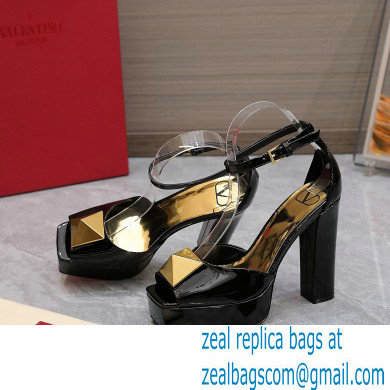 Valentino Heel 13cm platform 3.5cm ONE STUD open-toe Pumps in patent leather Black 2022