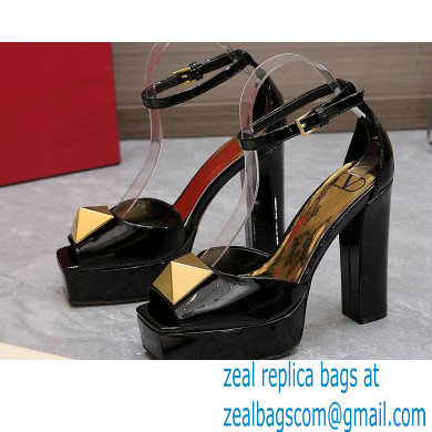 Valentino Heel 13cm platform 3.5cm ONE STUD open-toe Pumps in patent leather Black 2022