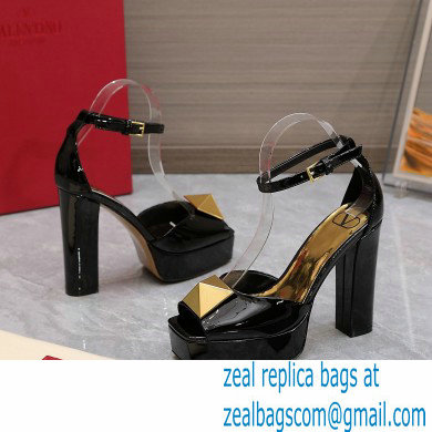 Valentino Heel 13cm platform 3.5cm ONE STUD open-toe Pumps in patent leather Black 2022