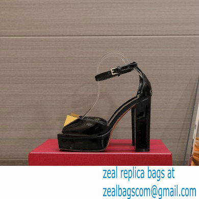Valentino Heel 13cm platform 3.5cm ONE STUD open-toe Pumps in patent leather Black 2022