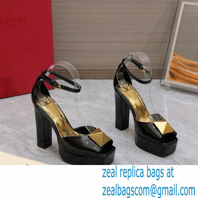 Valentino Heel 13cm platform 3.5cm ONE STUD open-toe Pumps in patent leather Black 2022