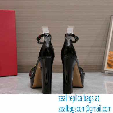 Valentino Heel 13cm platform 3.5cm ONE STUD open-toe Pumps in patent leather Black 2022