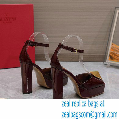 Valentino Heel 13cm platform 3.5cm ONE STUD open-toe Pumps in patent leather Burgundy 2022