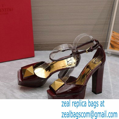 Valentino Heel 13cm platform 3.5cm ONE STUD open-toe Pumps in patent leather Burgundy 2022