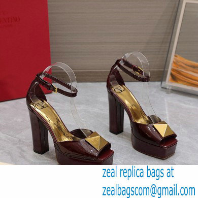 Valentino Heel 13cm platform 3.5cm ONE STUD open-toe Pumps in patent leather Burgundy 2022