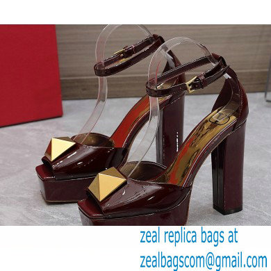 Valentino Heel 13cm platform 3.5cm ONE STUD open-toe Pumps in patent leather Burgundy 2022