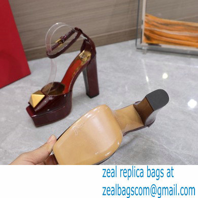 Valentino Heel 13cm platform 3.5cm ONE STUD open-toe Pumps in patent leather Burgundy 2022
