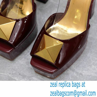 Valentino Heel 13cm platform 3.5cm ONE STUD open-toe Pumps in patent leather Burgundy 2022