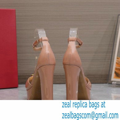 Valentino Heel 13cm platform 3.5cm ONE STUD open-toe Pumps in patent leather Nude 2022